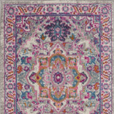8' Pink And Gray Power Loom Runner Rug - Homeroots