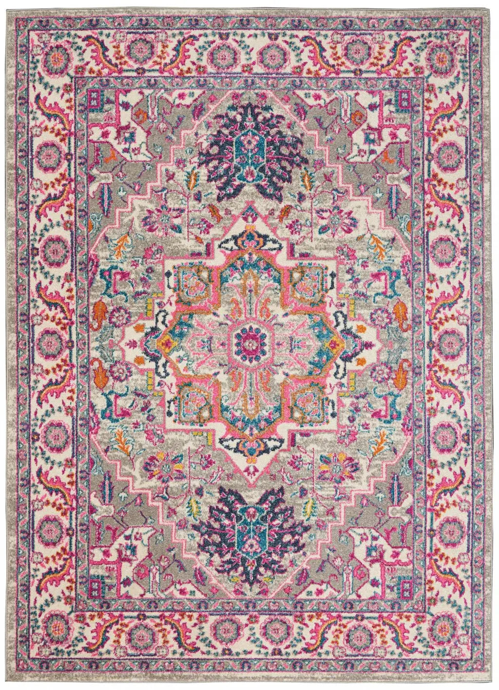 4' X 6' Pink And Gray Power Loom Area Rug - Homeroots - Flyclothing LLC