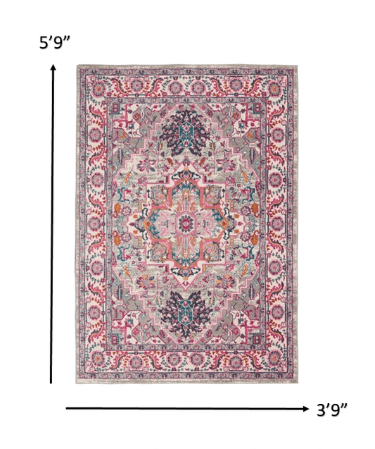 4' X 6' Pink And Gray Power Loom Area Rug - Homeroots - Flyclothing LLC