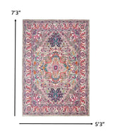 5' X 7' Pink And Gray Power Loom Area Rug - Homeroots - Flyclothing LLC