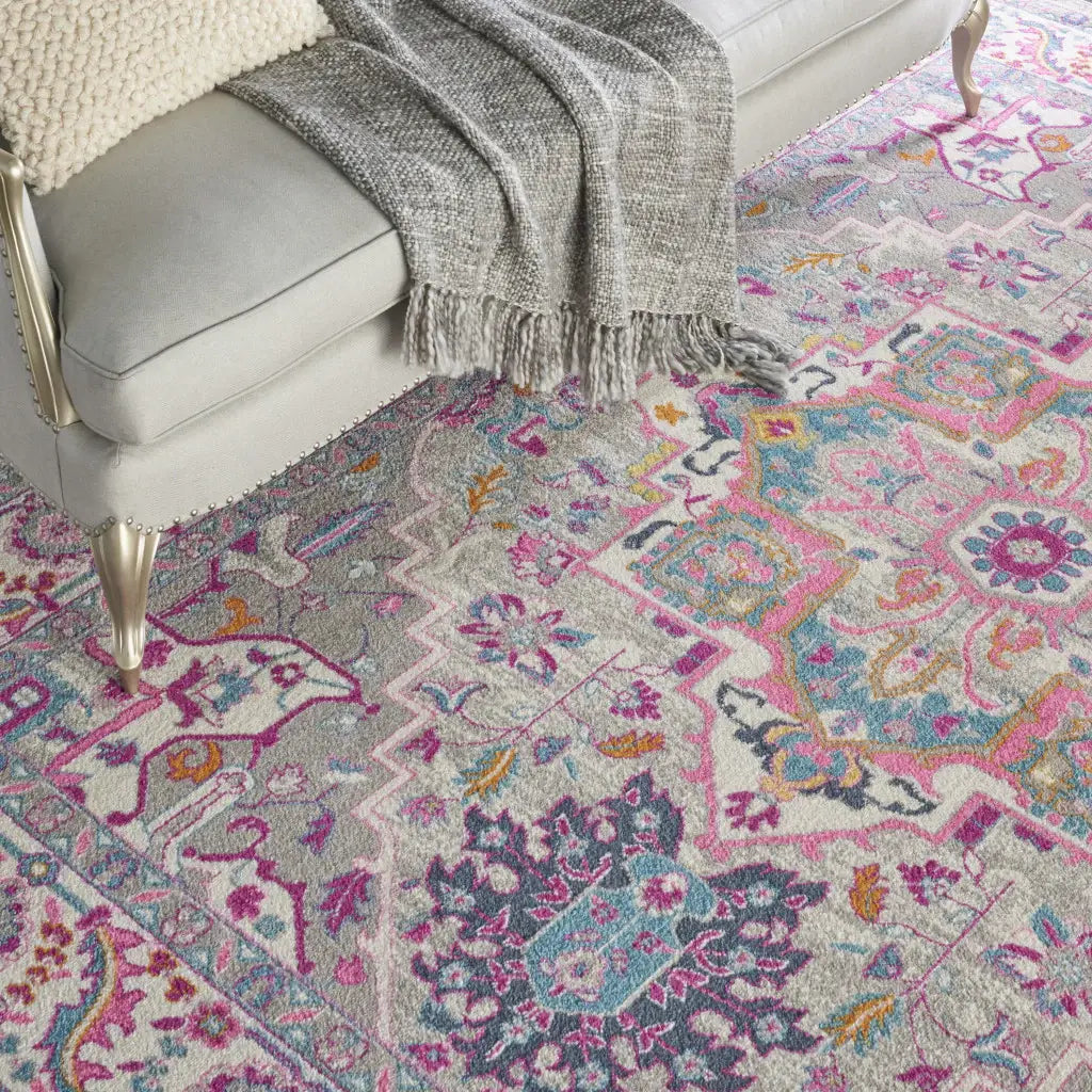 7' X 10' Pink And Gray Power Loom Area Rug - Homeroots - Flyclothing LLC
