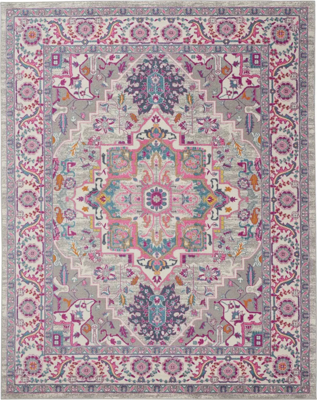7' X 10' Pink And Gray Power Loom Area Rug - Homeroots - Flyclothing LLC
