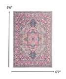 7' X 10' Pink And Gray Power Loom Area Rug - Homeroots