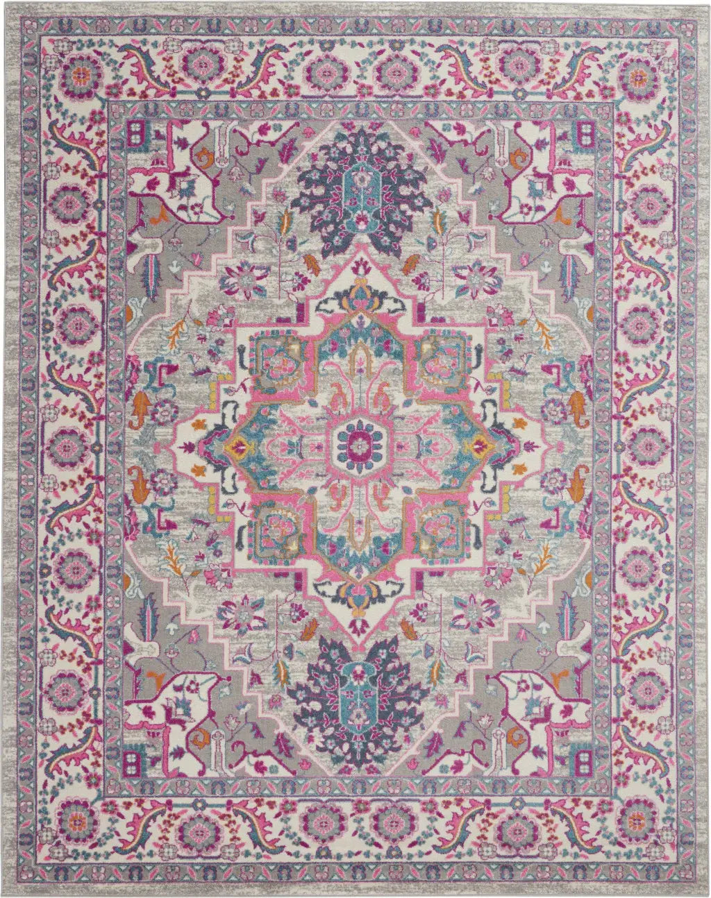 8' X 10' Pink And Gray Power Loom Area Rug - Homeroots - Flyclothing LLC