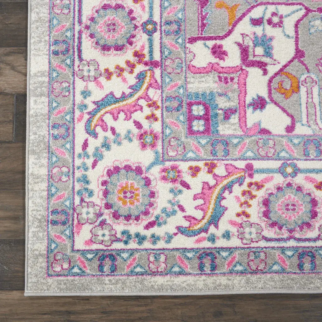 8' X 10' Pink And Gray Power Loom Area Rug - Homeroots - Flyclothing LLC