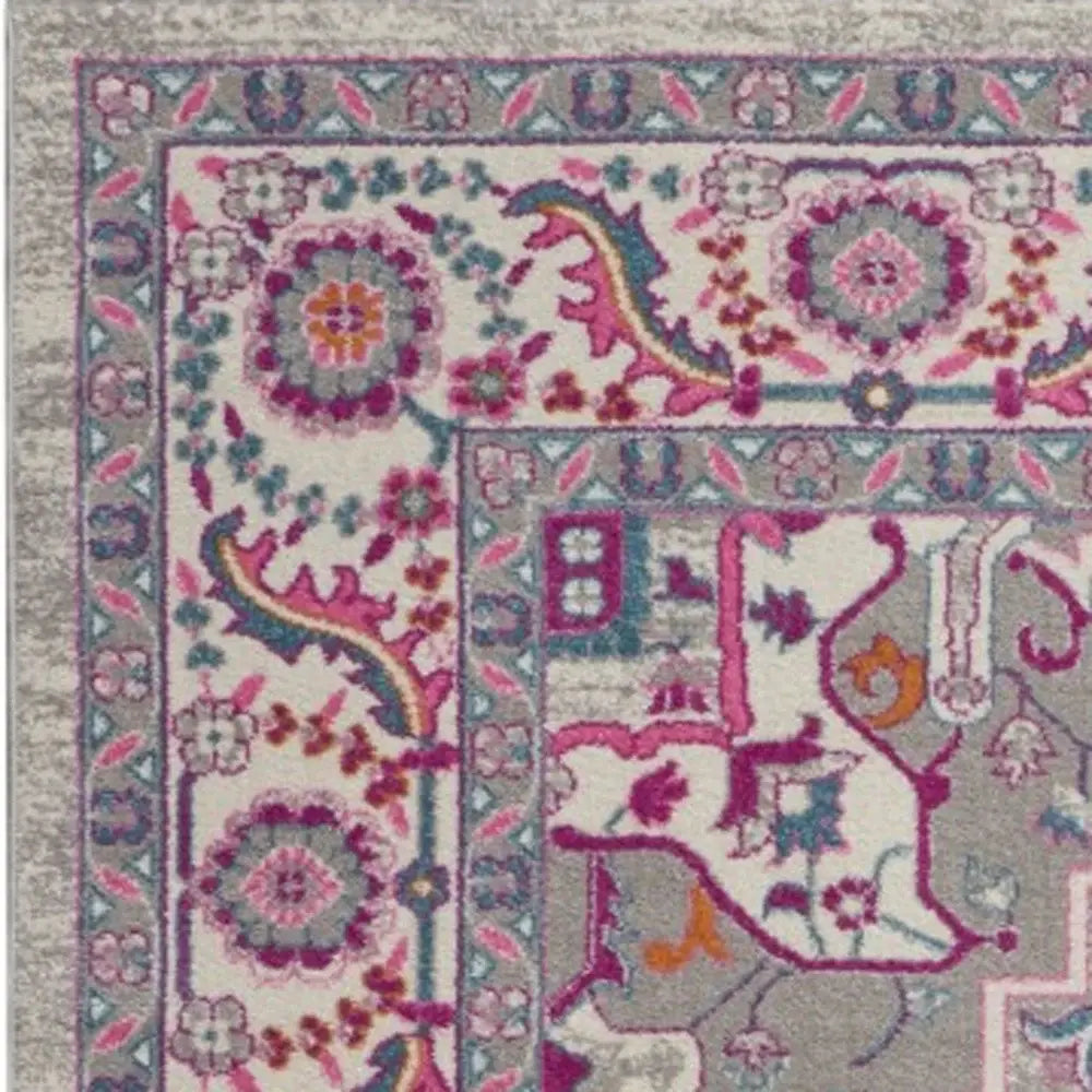 8' X 10' Pink And Gray Power Loom Area Rug - Homeroots - Flyclothing LLC