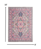 8' X 10' Pink And Gray Power Loom Area Rug - Homeroots