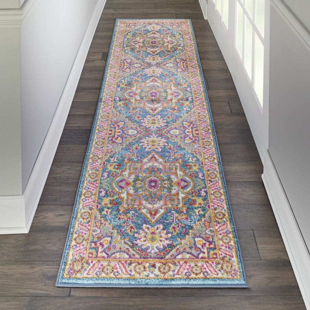 6' Teal Blue Power Loom Runner Rug - Homeroots - Flyclothing LLC