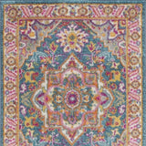 6' Teal Blue Power Loom Runner Rug - Homeroots