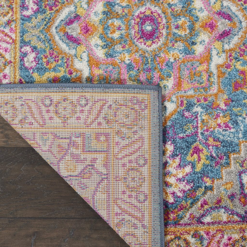 6' Teal Blue Power Loom Runner Rug - Homeroots