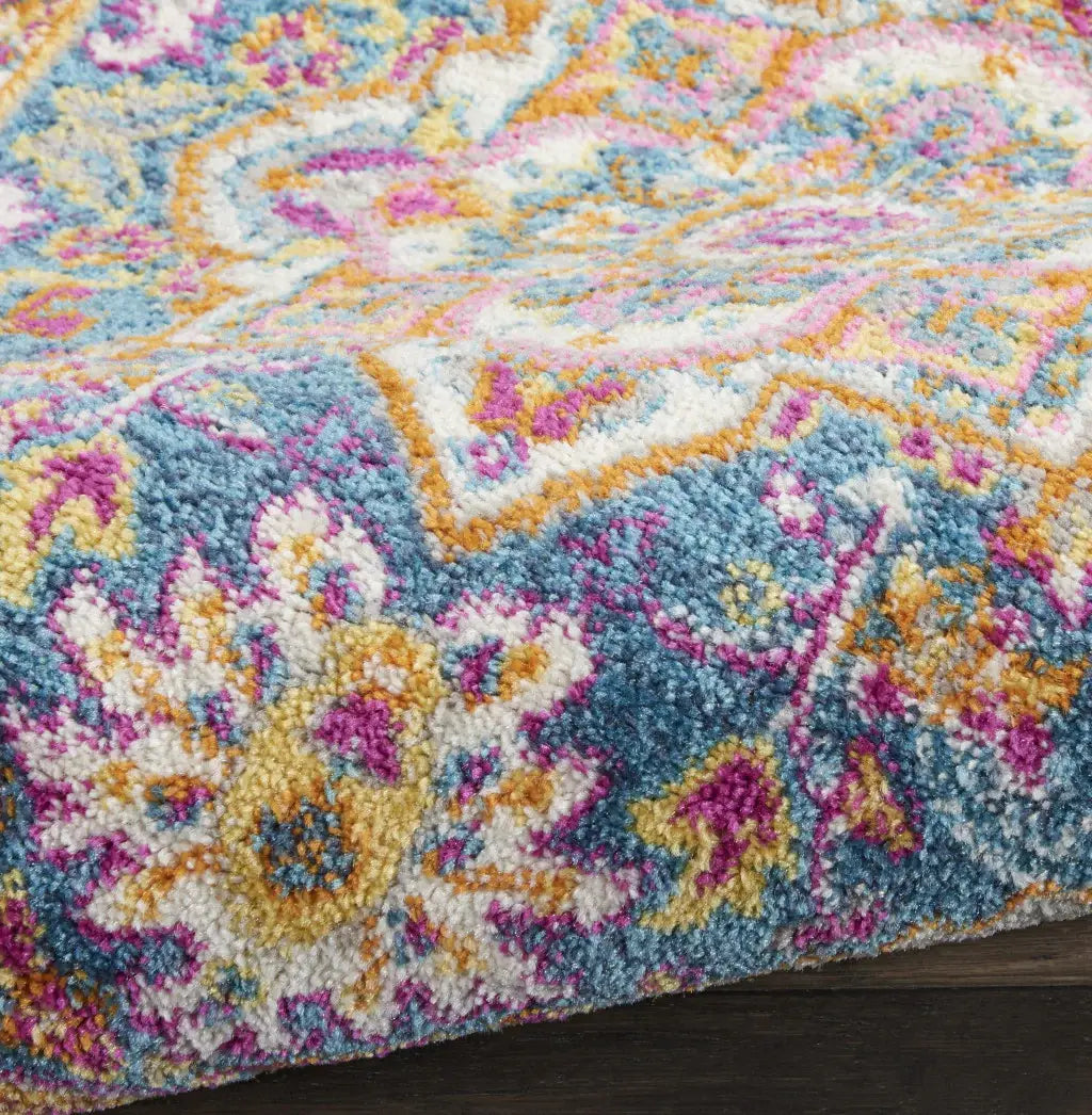 8' Teal Blue Power Loom Runner Rug - Homeroots - Flyclothing LLC
