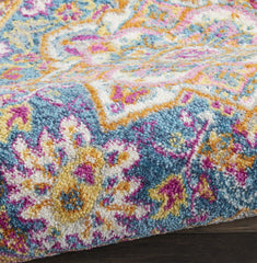 8' Teal Blue Power Loom Runner Rug - Homeroots