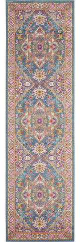 8' Teal Blue Power Loom Runner Rug - Homeroots - Flyclothing LLC