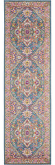 8' Teal Blue Power Loom Runner Rug - Homeroots