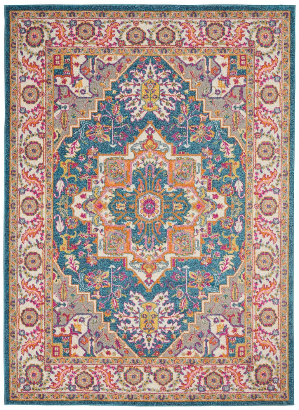 5' X 7' Teal Blue Power Loom Area Rug - Homeroots