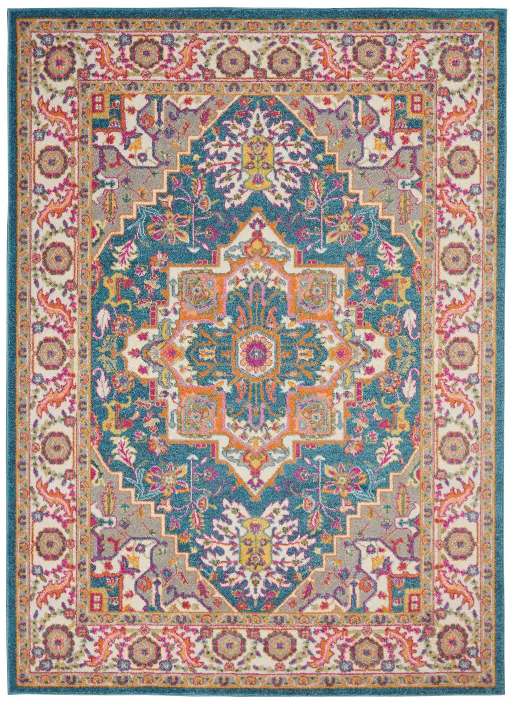 5' X 7' Teal Blue Power Loom Area Rug - Homeroots - Flyclothing LLC