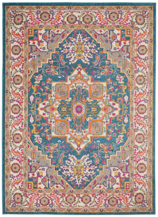 5' X 7' Teal Blue Power Loom Area Rug - Homeroots