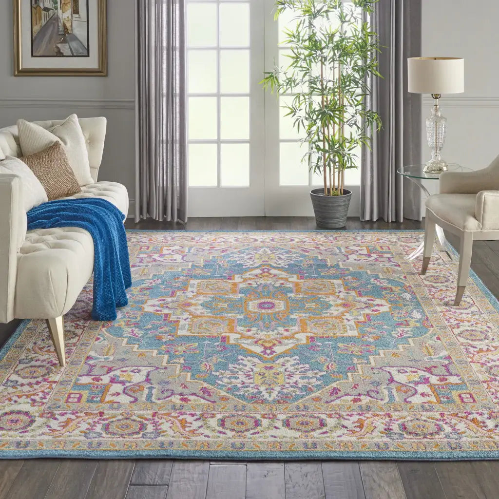 7' X 10' Teal Blue Power Loom Area Rug - Homeroots - Flyclothing LLC