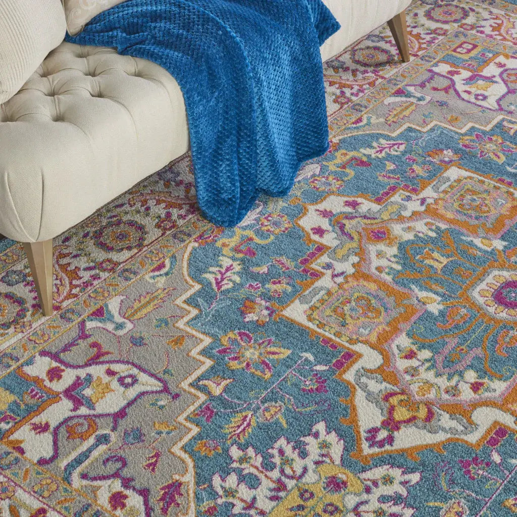 7' X 10' Teal Blue Power Loom Area Rug - Homeroots - Flyclothing LLC