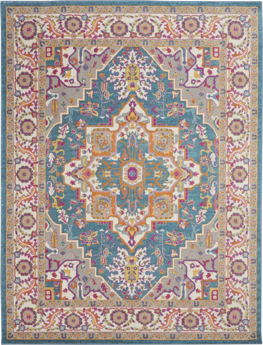 8' X 10' Teal Blue Power Loom Area Rug - Homeroots - Flyclothing LLC