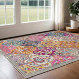 2' X 3' Pink And Gray Geometric Dhurrie Area Rug - Homeroots - Flyclothing LLC
