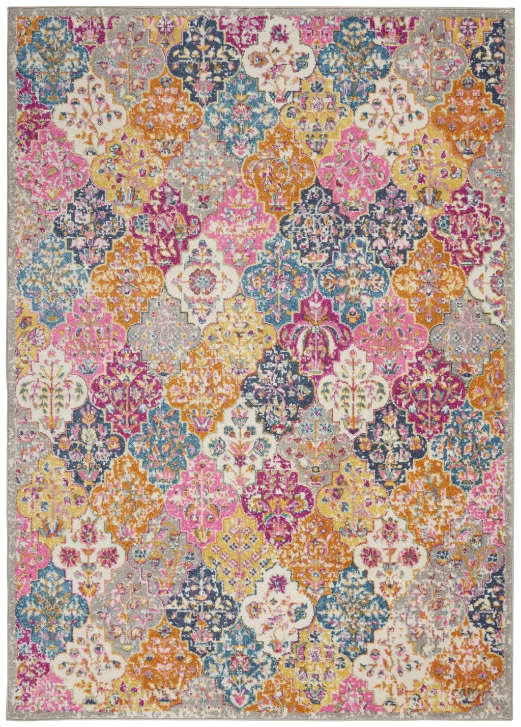5' X 7' Pink And Gray Geometric Dhurrie Area Rug - Homeroots - Flyclothing LLC
