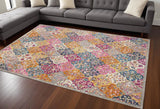 7' X 10' Pink And Gray Geometric Dhurrie Area Rug - Homeroots