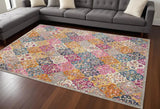 8' X 10' Pink And Gray Geometric Dhurrie Area Rug - Homeroots