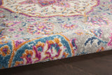 8' Pink And Gray Power Loom Runner Rug - Homeroots