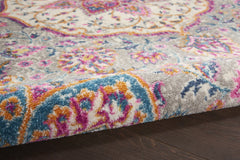 8' Pink And Gray Power Loom Runner Rug - Homeroots