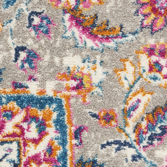 8' Pink And Gray Power Loom Runner Rug - Homeroots