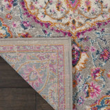 8' Pink And Gray Power Loom Runner Rug - Homeroots
