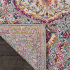 8' Pink And Gray Power Loom Runner Rug - Homeroots