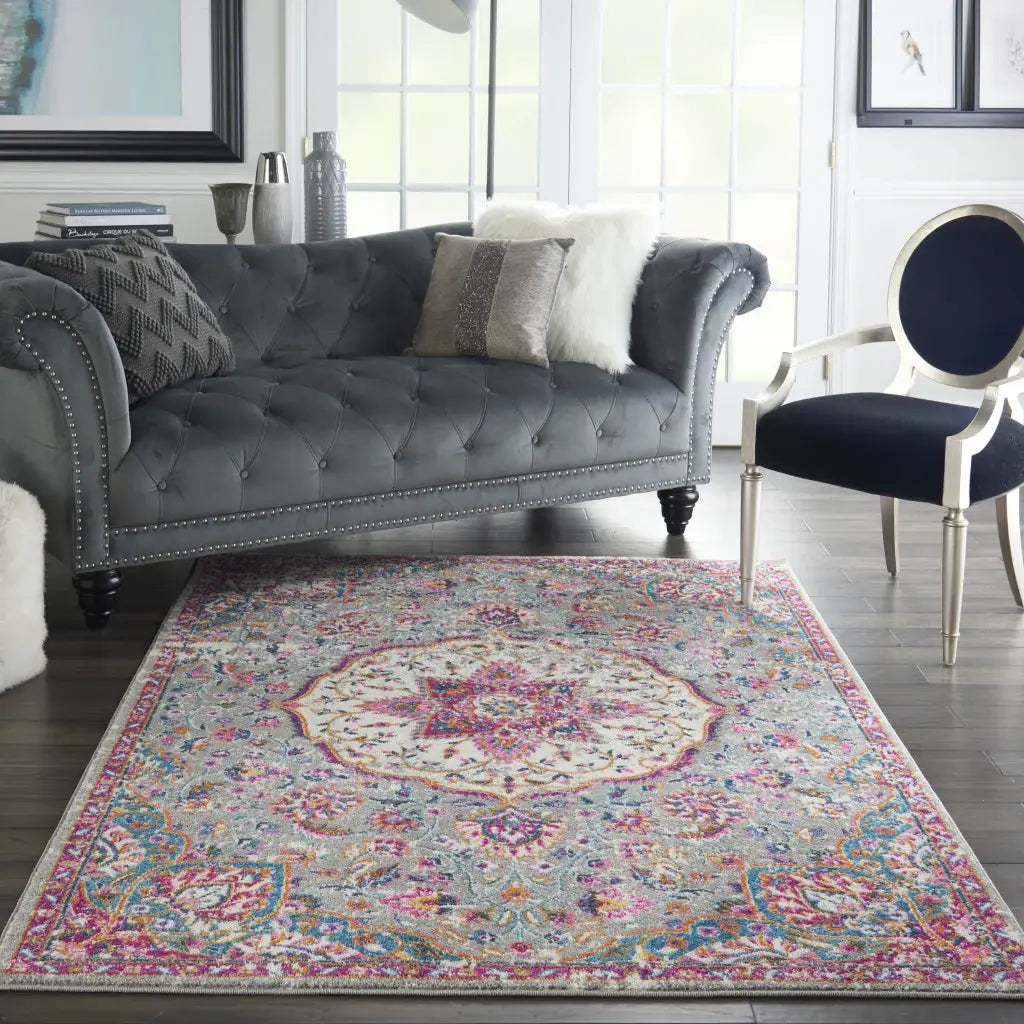 4' X 6' Pink And Gray Power Loom Area Rug - Homeroots - Flyclothing LLC