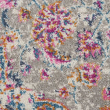 4' Pink And Gray Round Power Loom Area Rug - Homeroots