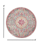 4' Pink And Gray Round Power Loom Area Rug - Homeroots - Flyclothing LLC