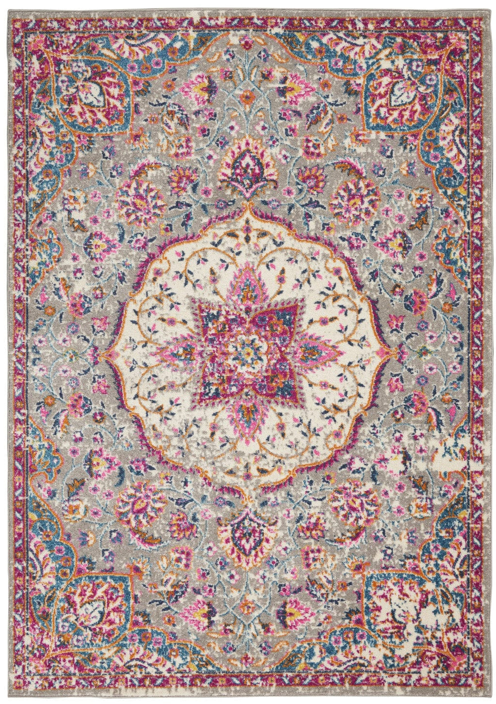 5' X 7' Pink And Gray Power Loom Area Rug - Homeroots