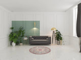5' Gray and Pink Round Medallion Power Loom Area Rug - Homeroots
