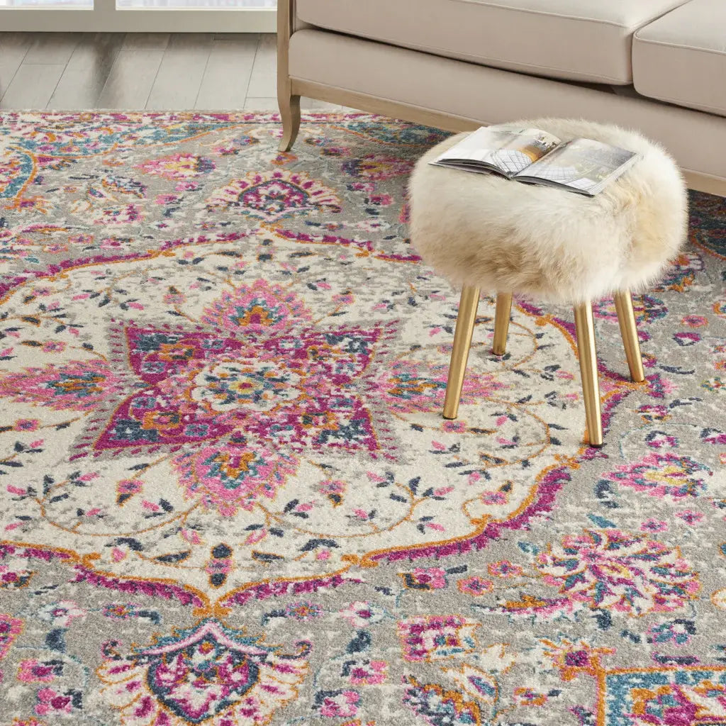 7' X 10' Pink And Gray Power Loom Area Rug - Homeroots - Flyclothing LLC