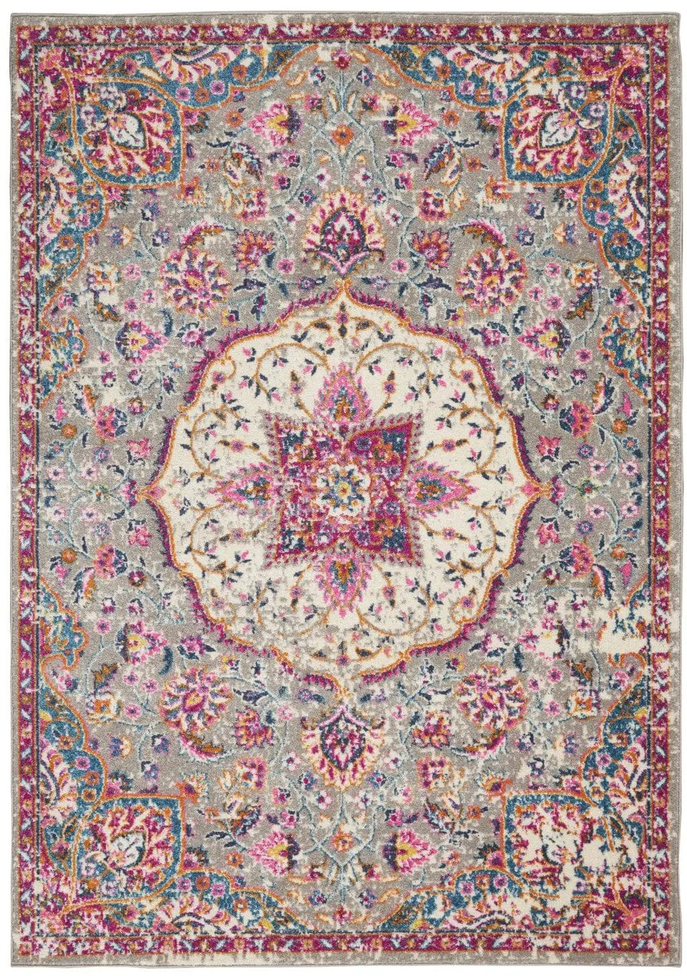 7' X 10' Pink And Gray Power Loom Area Rug - Homeroots