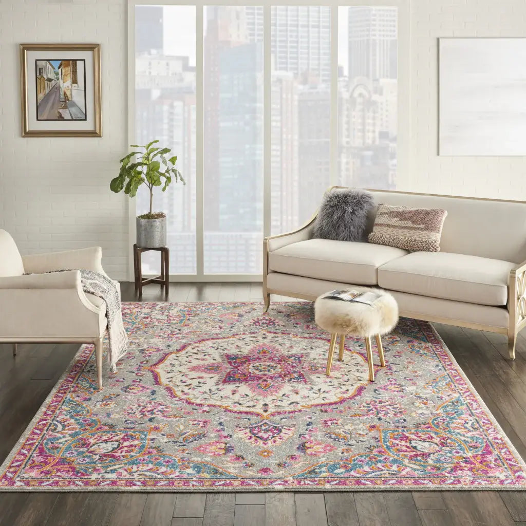 8' X 10' Pink And Gray Power Loom Area Rug - Homeroots - Flyclothing LLC