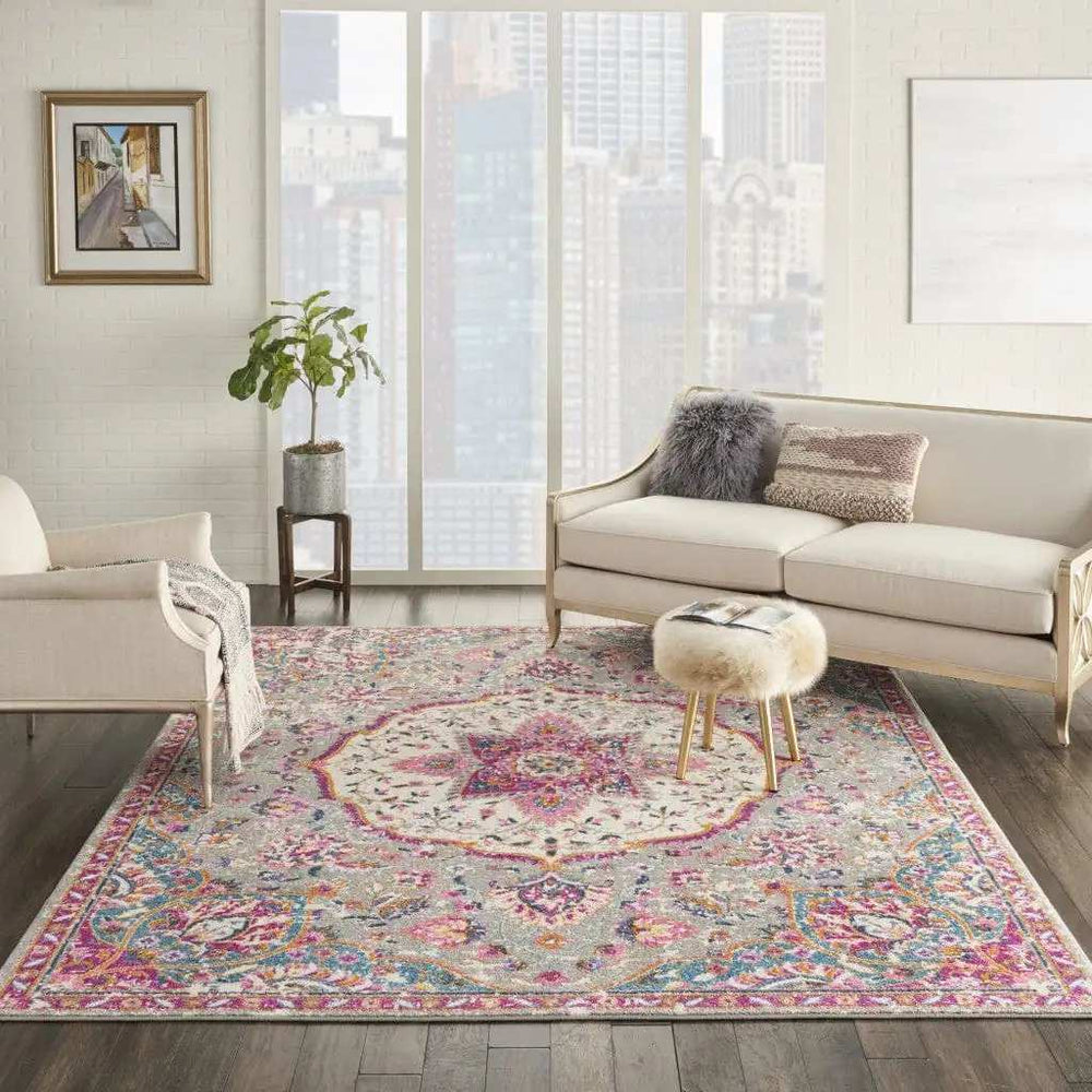 8' X 10' Pink And Gray Power Loom Area Rug - Homeroots - Flyclothing LLC