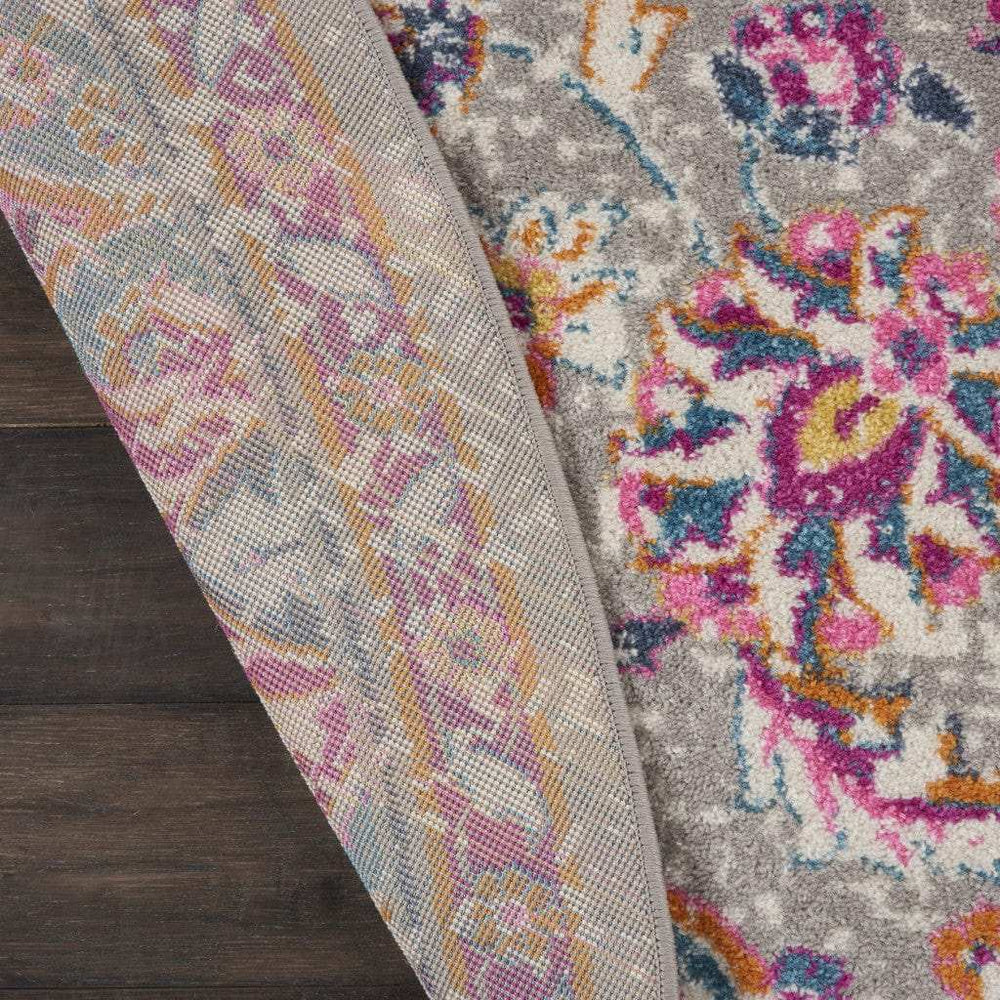 8' Pink And Gray Round Power Loom Area Rug - Homeroots - Flyclothing LLC