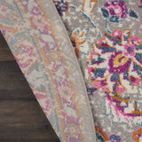 8' Pink And Gray Round Power Loom Area Rug - Homeroots