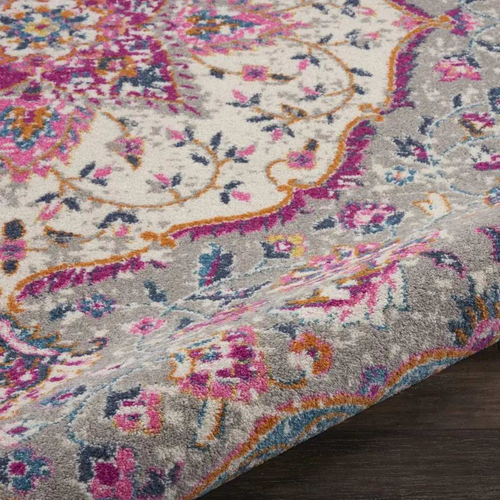 8' Pink And Gray Round Power Loom Area Rug - Homeroots - Flyclothing LLC