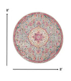 8' Pink And Gray Round Power Loom Area Rug - Homeroots