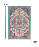 2' X 3' Pink And Green Dhurrie Area Rug - Homeroots