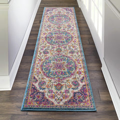 8' Pink And Green Dhurrie Runner Rug - Homeroots