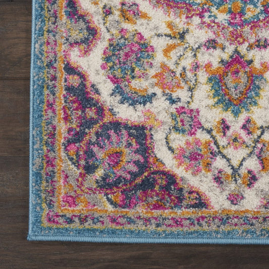 8' Pink And Green Dhurrie Runner Rug - Homeroots