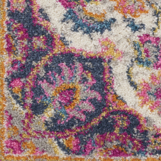 8' Pink And Green Dhurrie Runner Rug - Homeroots